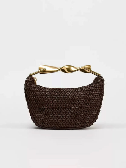 Women's Mini Braided Crossbody Bag – Metal Handle & Adjustable Strap | Blanqor