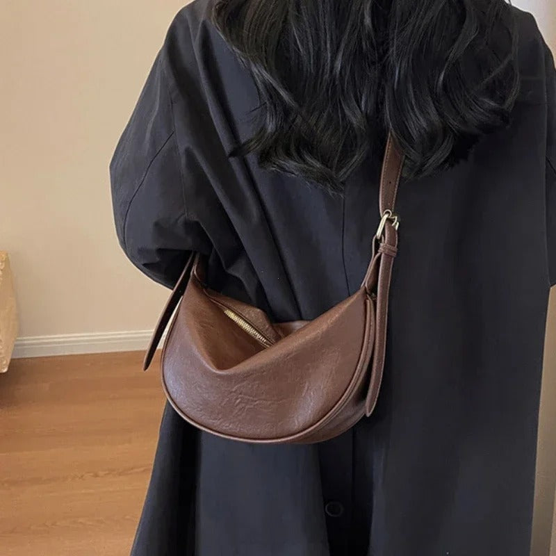 Women's Large PU Shoulder Bag – Soft Hobo Style, Zipper Closure, Travel-Friendly | Dawndesslo