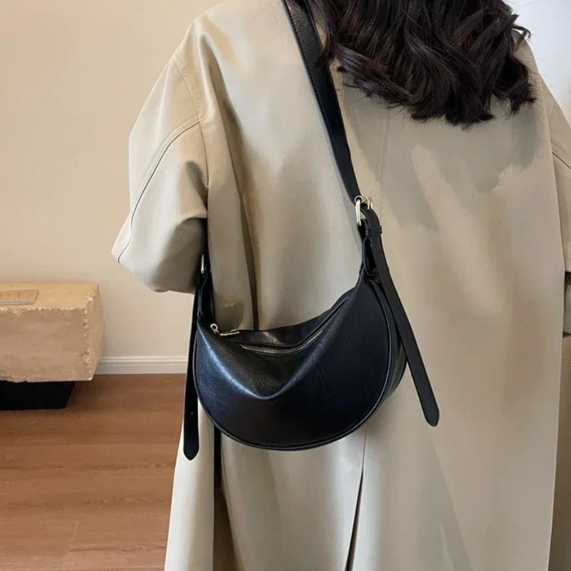 Women's Large PU Shoulder Bag – Soft Hobo Style, Zipper Closure, Travel-Friendly | Dawndesslo