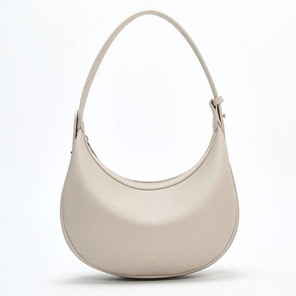 Women's Small Half-Moon Shoulder Bag – Soft PU Leather, Logo Detail | FOXER