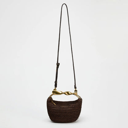 Women's Mini Braided Crossbody Bag – Metal Handle & Adjustable Strap | Blanqor