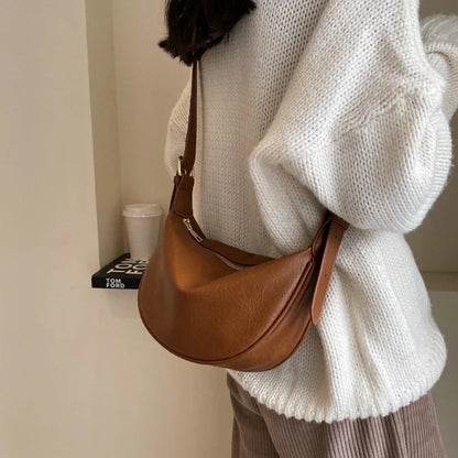 Women's Large PU Shoulder Bag – Soft Hobo Style, Zipper Closure, Travel-Friendly | Dawndesslo