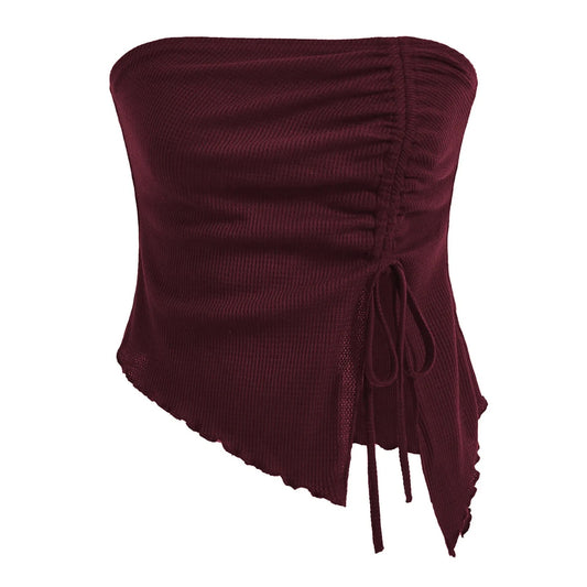 Women's Strapless Lattice Tank Top – Drawstring Detail & Slim Fit | Blanqor
