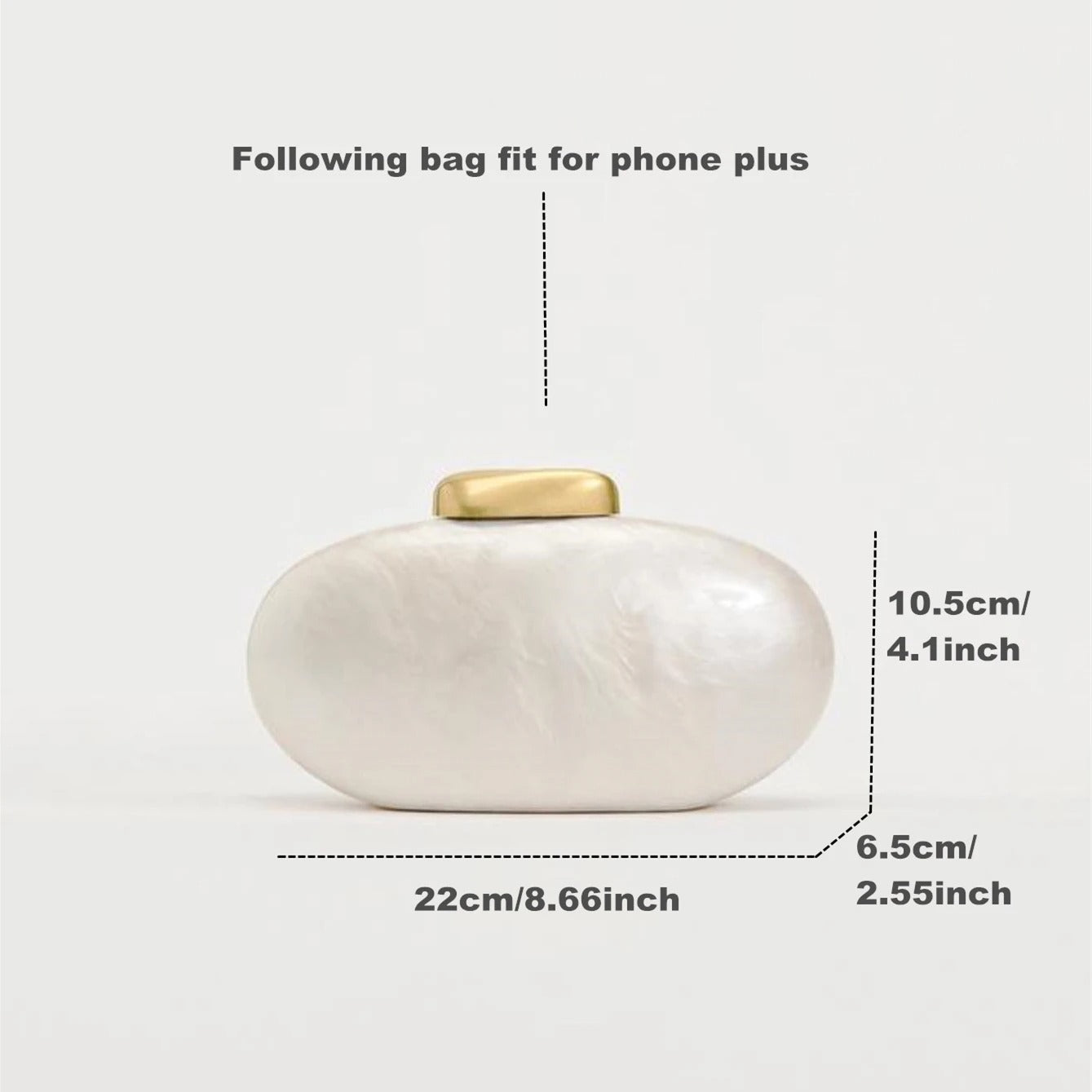 Women's Egg-Shaped Acrylic Clutch – Ivory Pearl Finish, Chain Strap | DONGSUO