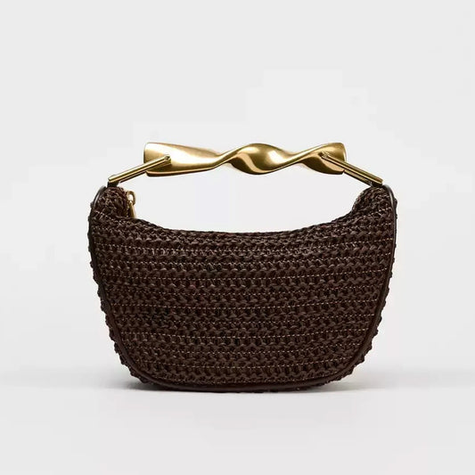 Women's Mini Braided Crossbody Bag – Metal Handle & Adjustable Strap | Blanqor